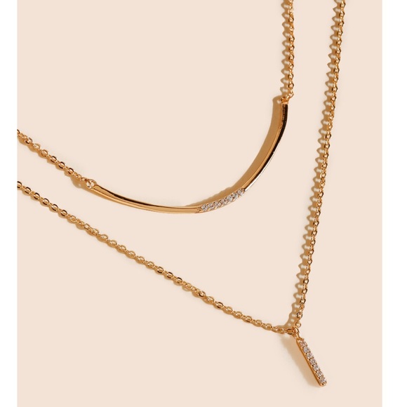 NWT Francesca’s Collection Natasha Layered Pave Crystal Necklace - Picture 3 of 9